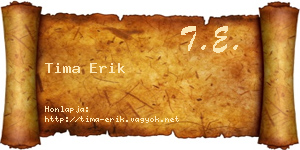 Tima Erik névjegykártya